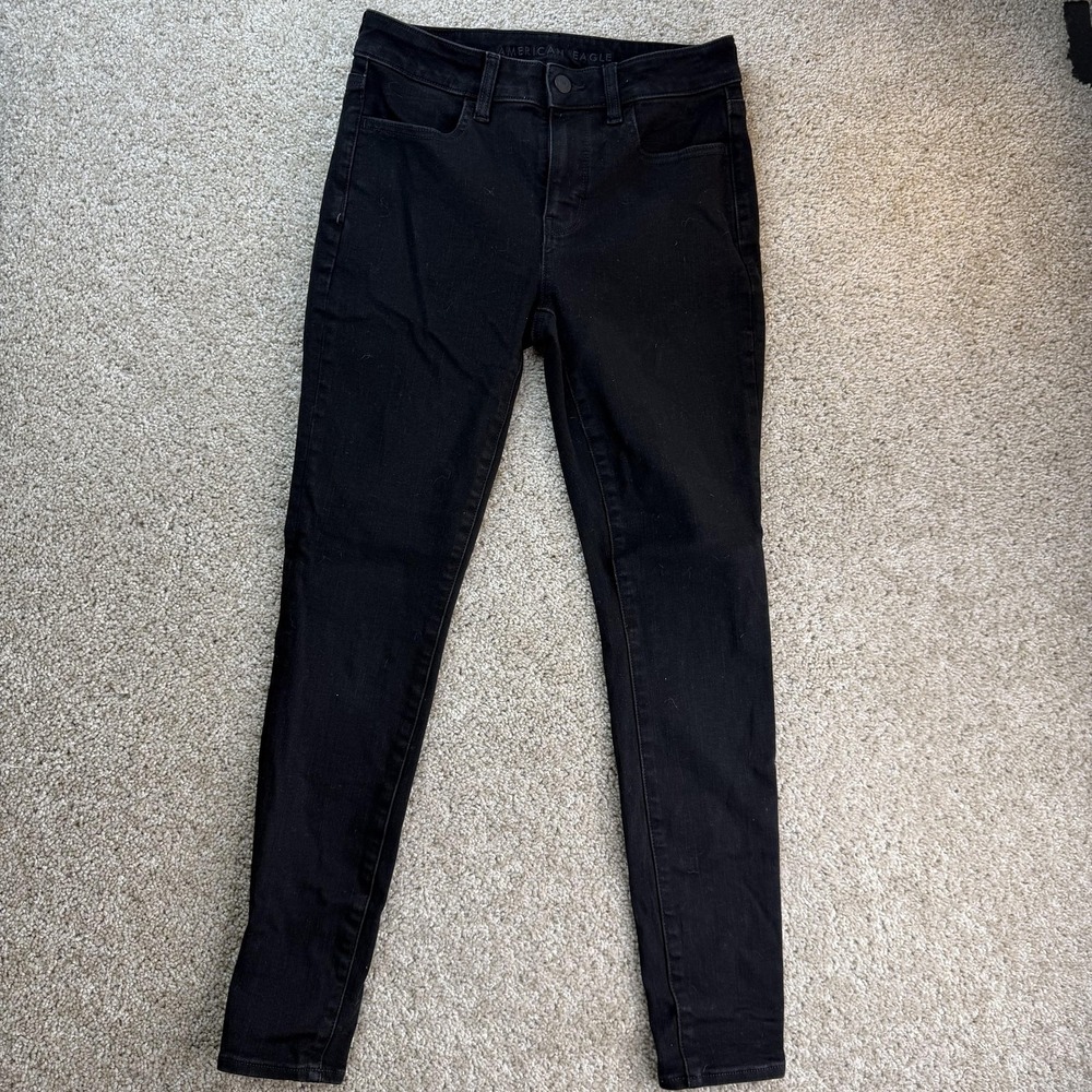 American Eagle Outfitters Hi-Rise Jegging Jeans Womens 4 Black Stretch Denim